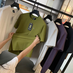 メンズ半袖Tシャツ、軽量、防水、通気性、トレンドのカジュアルスポーツ、万能Tシャツ、ユーストップス