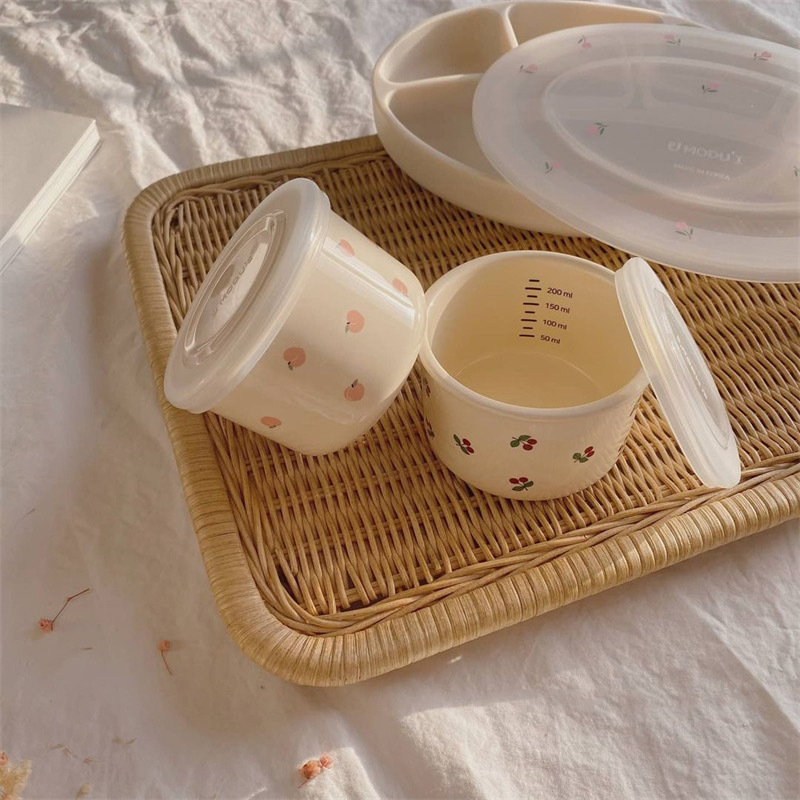 Baby food supplement bowl ceramic ins South Korea fresh-keeping sealed container with scale tableware baby children eating bowl