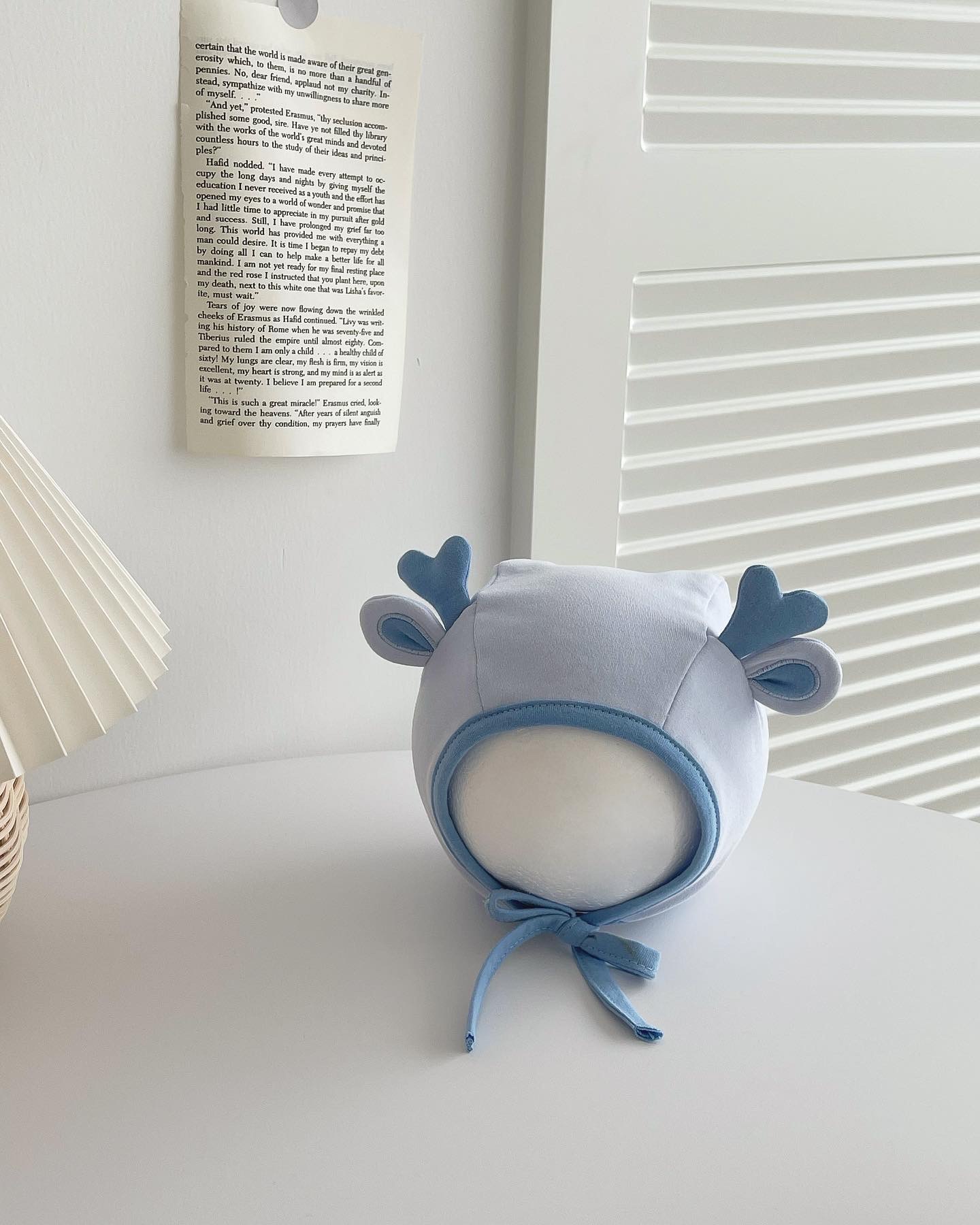Cute deer ear protection hat blue (95% cotton 5% spandex)