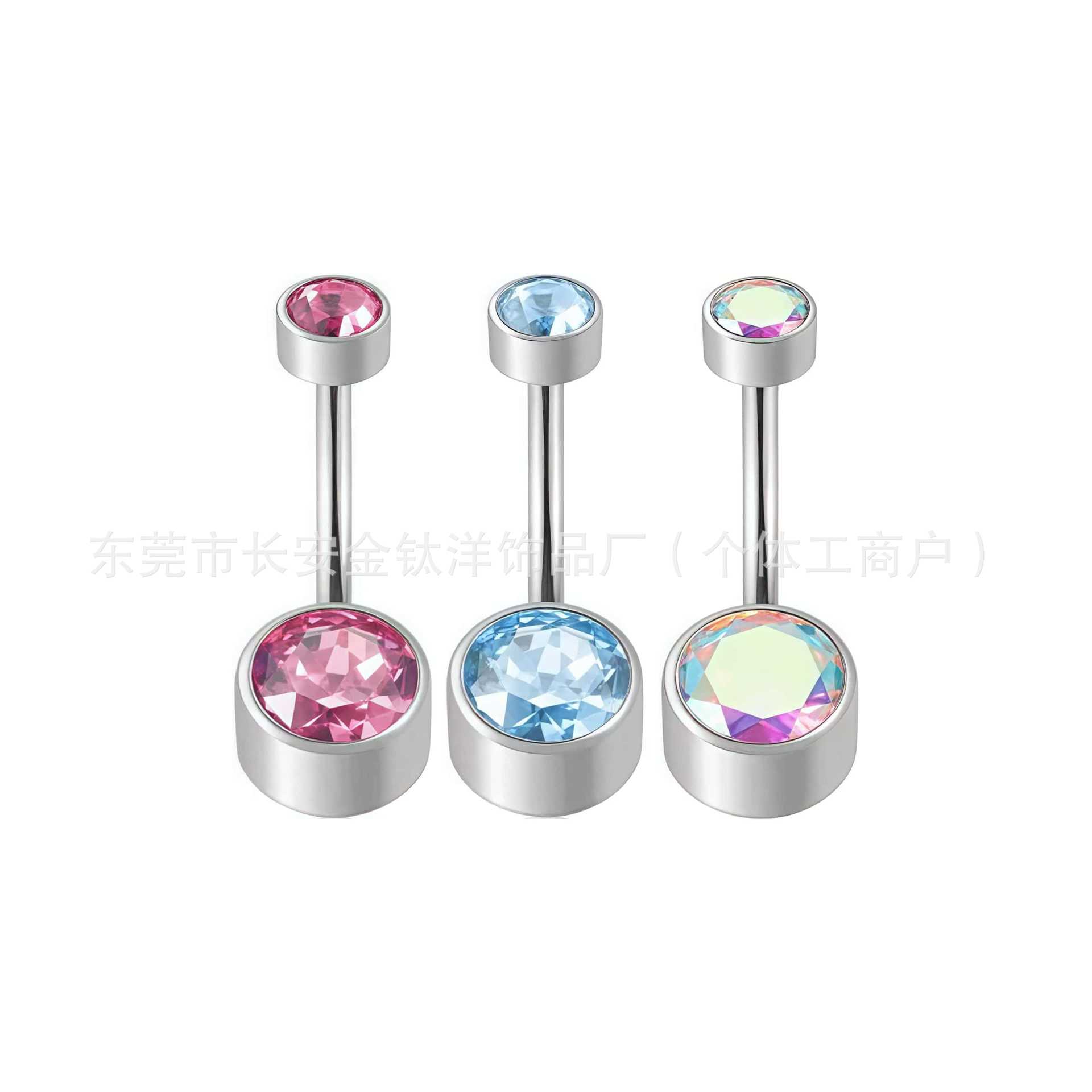 F136 Titanium Internal Thread Cylindrical Navel Ring with 5A Zircon G23 Titanium Body Piercing detail image 7