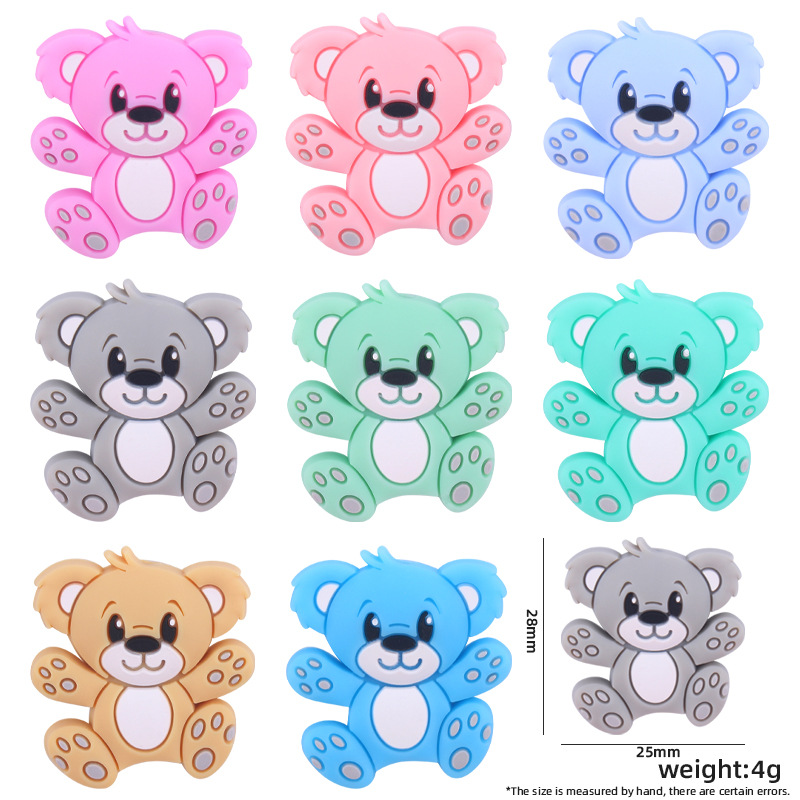 Bebé de dibujos animados animal silicona oso mordedor bebé DIY chupete cadena pulsera accesorios juguete