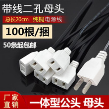 一体型带线2孔插头室外防水插座二三脚母头 220V公母对接AC电源头