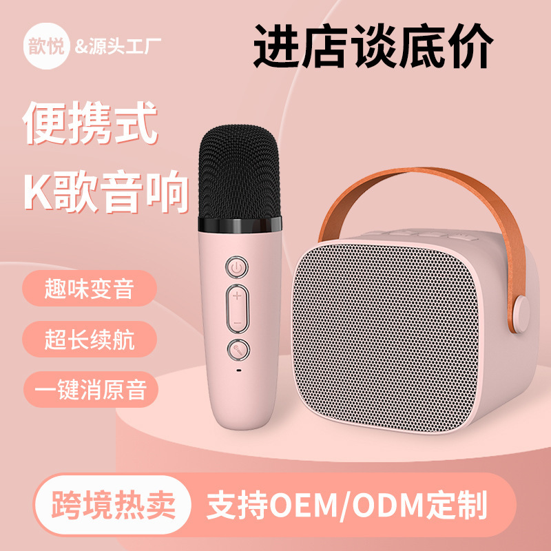 カスタマイズ可能なP2ワイヤレスBluetoothスピーカー、家庭用カラオケマイク一体型、携帯電話カラオケ専用|undefined