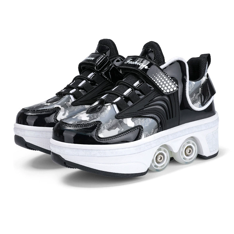 2024 летние детские кроссовки, кожаные большие четырехколёсные Heelys, подходят как мужчинам так и женщинам, комфортные и водонепроницаемые с защёлкой