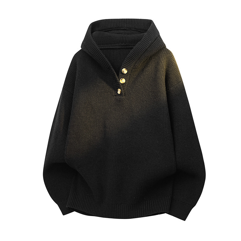 Explosiones transfronterizas de tamaño europeo suéter de punto con capuzas hombre flojo viento medio abierto botón fábrica de marea al por mayor