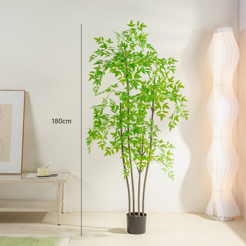 Nuevo estilo transfronterizo Simulación de bambú Nantian Decoración del hogar Plantas verdes falsas Sala de estar Decoración en macetas Plantas verdes Bonsai de bambú Nantian