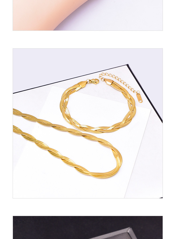 304 Stainless Steel 18K Gold Plated Streetwear Plating Solid Color Bracelets Necklace display picture 2
