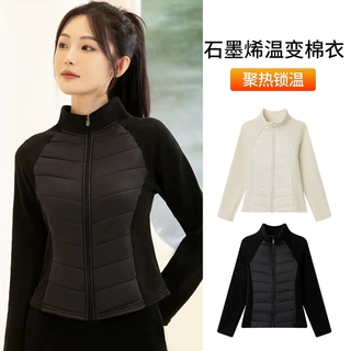 2026秋冬轻薄棉服女修身立领时尚运动打底内胆防风保暖拼接瑜伽服