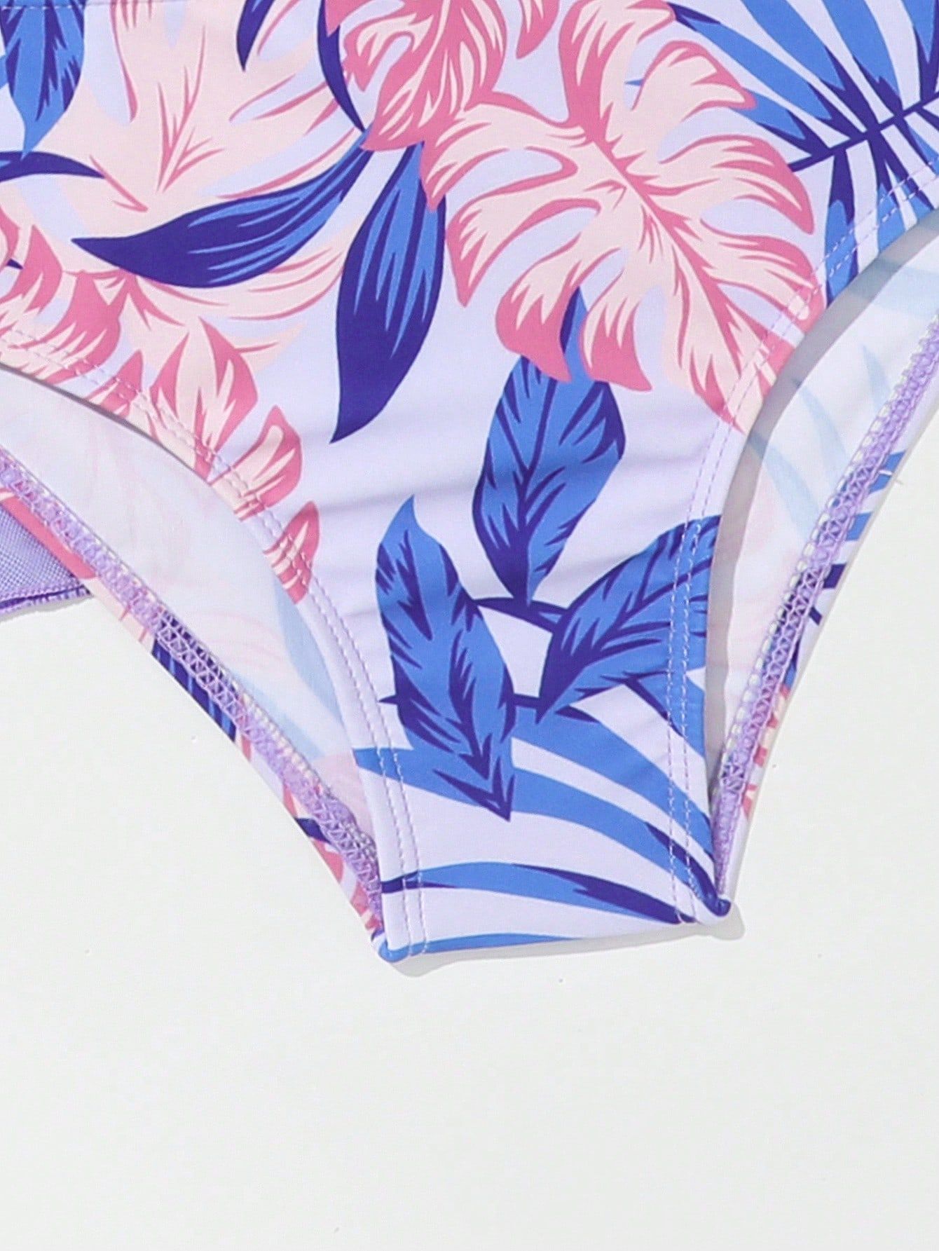 Tredelad bikini för små flickor badkläder med tryckt mönster_voghion.com