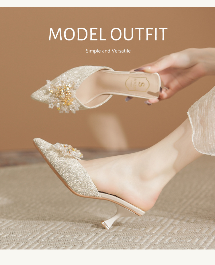 Spring non tiring single shoes, high heels, slim heels, high-end feel, niche design feel, and toe sandals for women_voghion.com