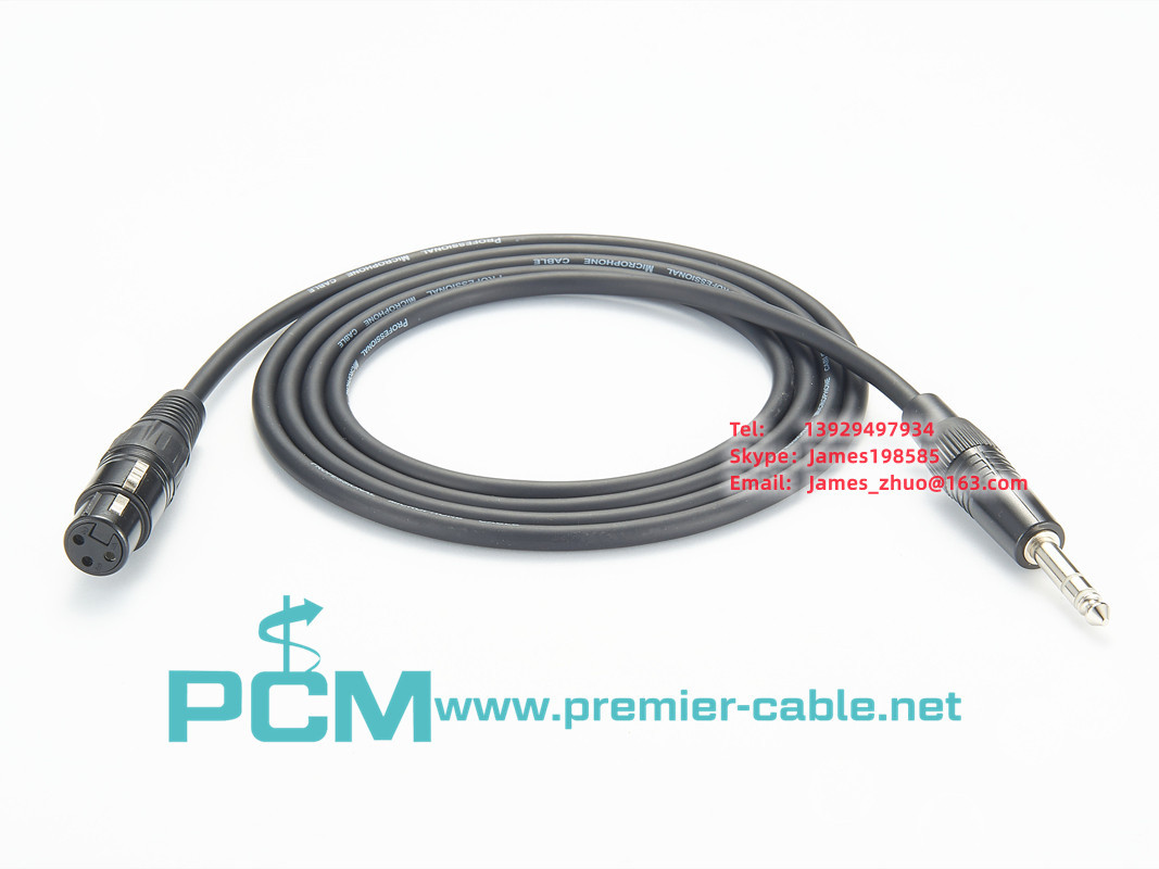 麦克风音频连接线XLR3频母头转立体声插孔6.35公头吉他连接线