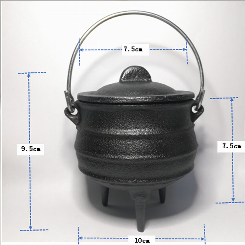 Olla de tres patas, hierro fundido, adornos retro hechos a mano, ollas en llamas, accesorios ceremoniales decorativos, formas geométricas chinas