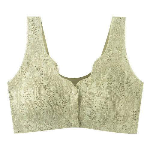 Mother's style middle-aged and elderly front-button bra, comfortable, seamless, push-up, no wires, thin lace, beautiful back, large size bra