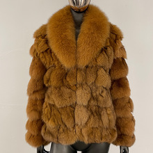 海宁皮草2025冬季狐狸毛领短款狐狸头毛皮草外套女装真狐狸毛皮草