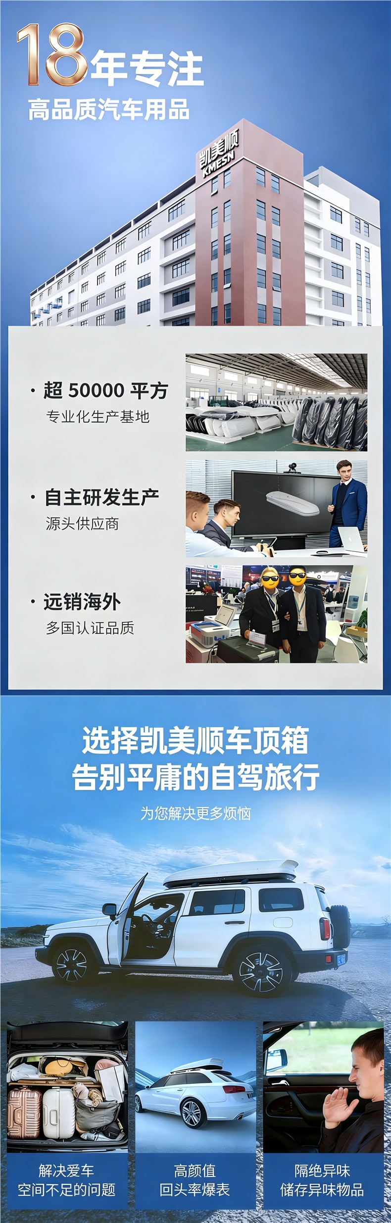 Roof luggage box for SUVs, universal car roof box luggage rack, large-capacity recessed travel box, low wind resistance