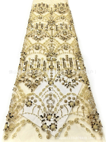 Nuevo Amazon transfronterizo de alta sensación tela de vestido francesa sexy cabina de hadas cuentas de tela de sequilla