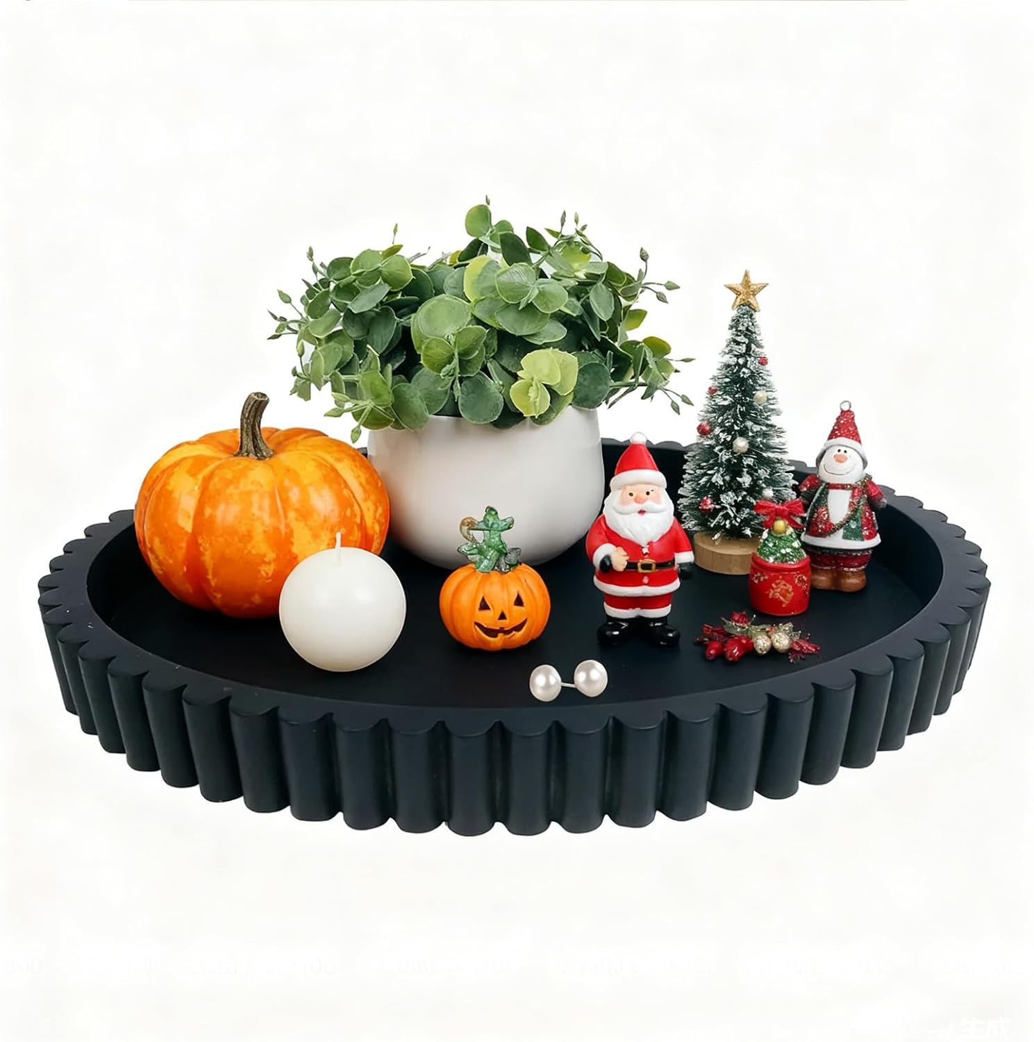Cross-Border Wave-Shaped Counrtop Miscellaneous Box Silicone Lace Round Storage Tray For Christmas Gifts And Fruit_voghion.com