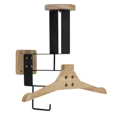 Garage Equipment Wooden Helmet Rack Motorcycle Helmet Holder Wall-Mounted Helmet Jacket Display Hanger with Hooks (Motosiklet dəbilqə rəfləri) - motorcycle-helmet-rack-wood-color
