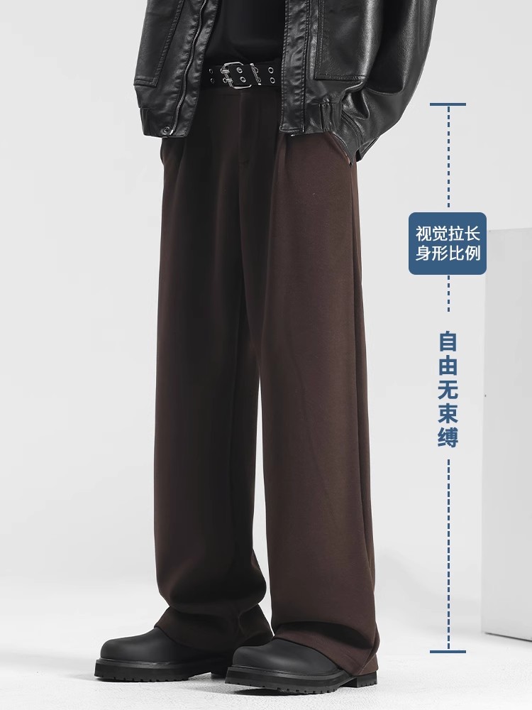 Wool Pants Straight Pants Men's Winter Men's Pants Casual Pants Sports Pants Men's Autumn and Winter Woolen Wide Leg Pants
