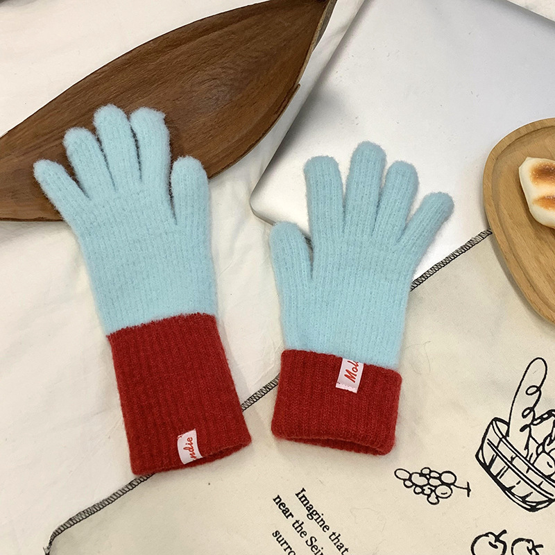 Guantes calientes de invierno para ciclismo engrosado 2025 nuevo lindo suave glutinoso imitación de peluche alargado guantes de color al por mayor
