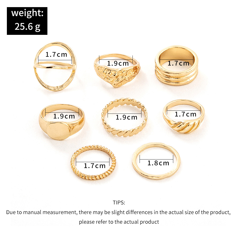 Persönlichkeit Einfache Mode Unregelmäßiger Ring Metall-joint-ring Acht Sätze display picture 10