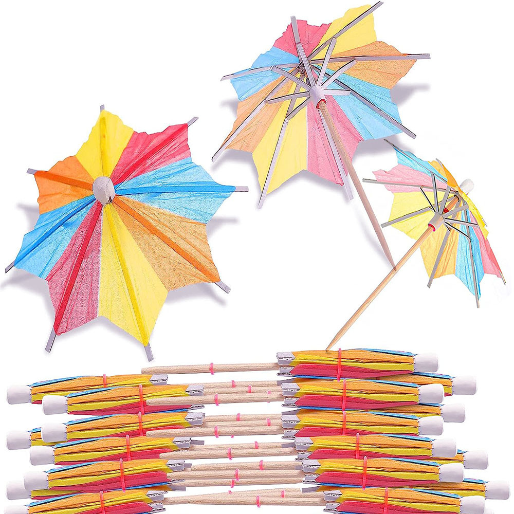 一次性八角伞签夏威夷鸡尾酒椰树伞签纸质小伞装饰品签西瓜伞菠萝