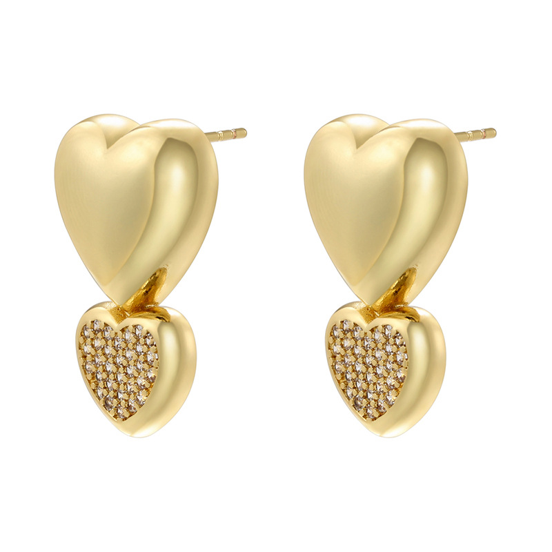 1 Pair Cute Animal Heart Shape Inlay Copper Artificial Pearls Zircon Ear Studs display picture 5