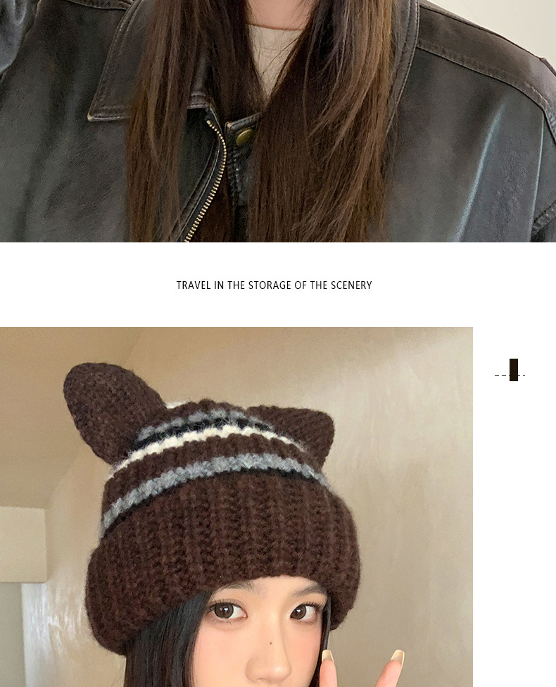 Amerikanischer Stil, süß, cool, dicker, gestreifter Strickpullover aus Schweineohrwolle für Herbst und Winter, warm, lässig, vielseitig, winddicht_voghion.com