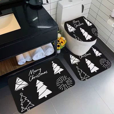 Avtomobil döşəmə paspasları: and floor mat 3-piece set - kq-christmas-themed-toilet-seat-cover-15-3545cm-cover