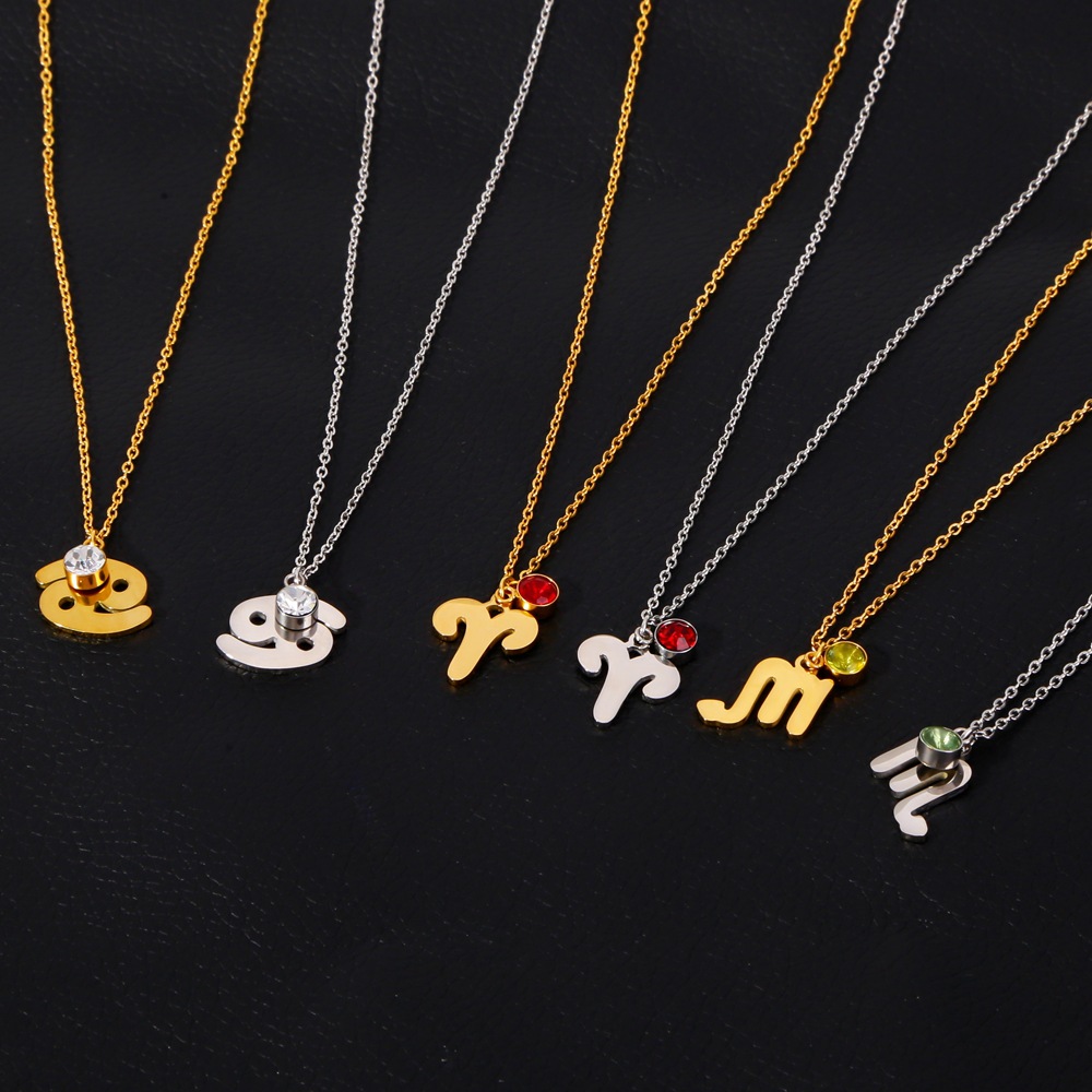 Simple Style Classic Style Constellation Stainless Steel Inlay Rhinestones Pendant Necklace 1 Piece display picture 4