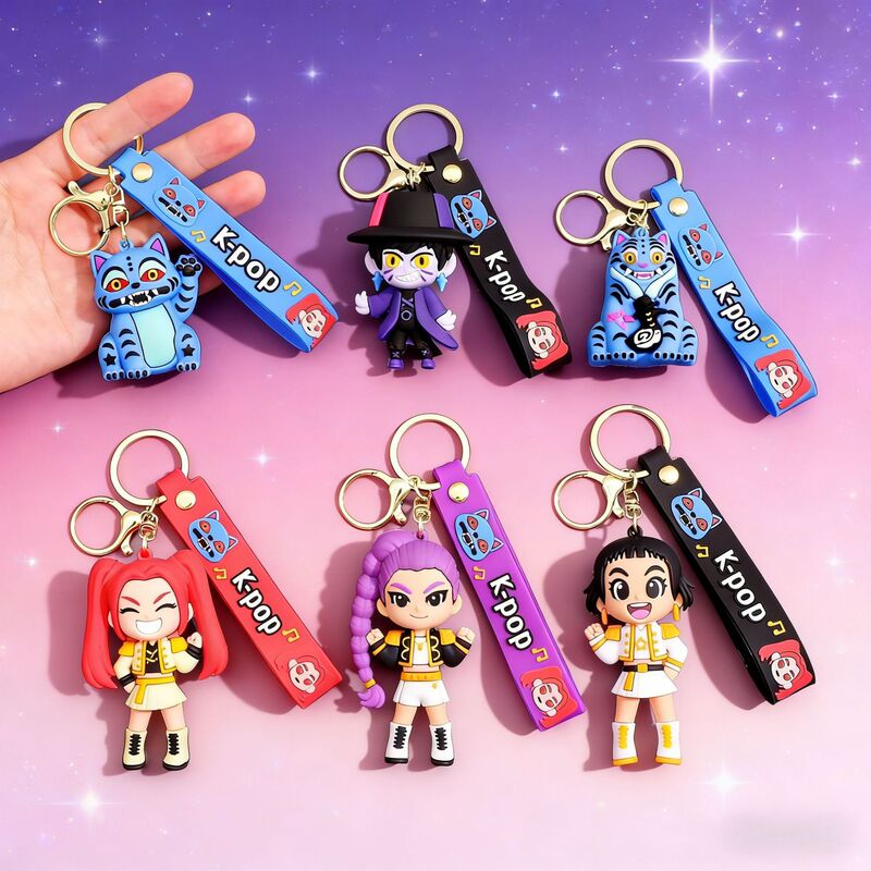 Cross-Border Demon Hunter Girl Group Pvc Keychain Figure Pendant Kpop Demon Hunter Girl Group Doll Blind Box Celebrity Merchandise Pendant