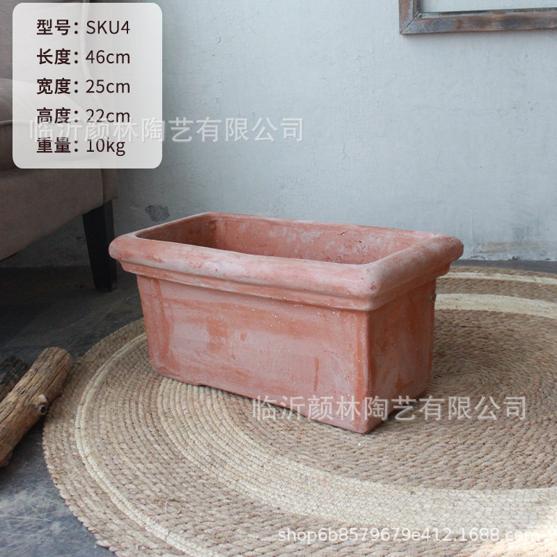 maceta de barras largas maceta de cerámica roja cuadrada maceta de hortalizas maceta de flores cajas de flores pequeñas aceitunas comercio exterior maceta de cerámica americana estilo romano