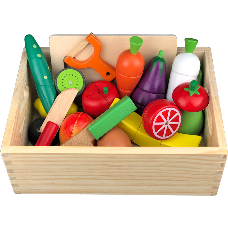 Casa de juegos para niños corte de frutas y verduras corte juguetes niños y niñas bloques de construcción magnéticos de madera cocina frutas y verduras traje