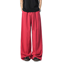 衣品老钱风亚麻复古休闲裤男夏季宽松轻薄垂感山本裤运动阔腿裤子