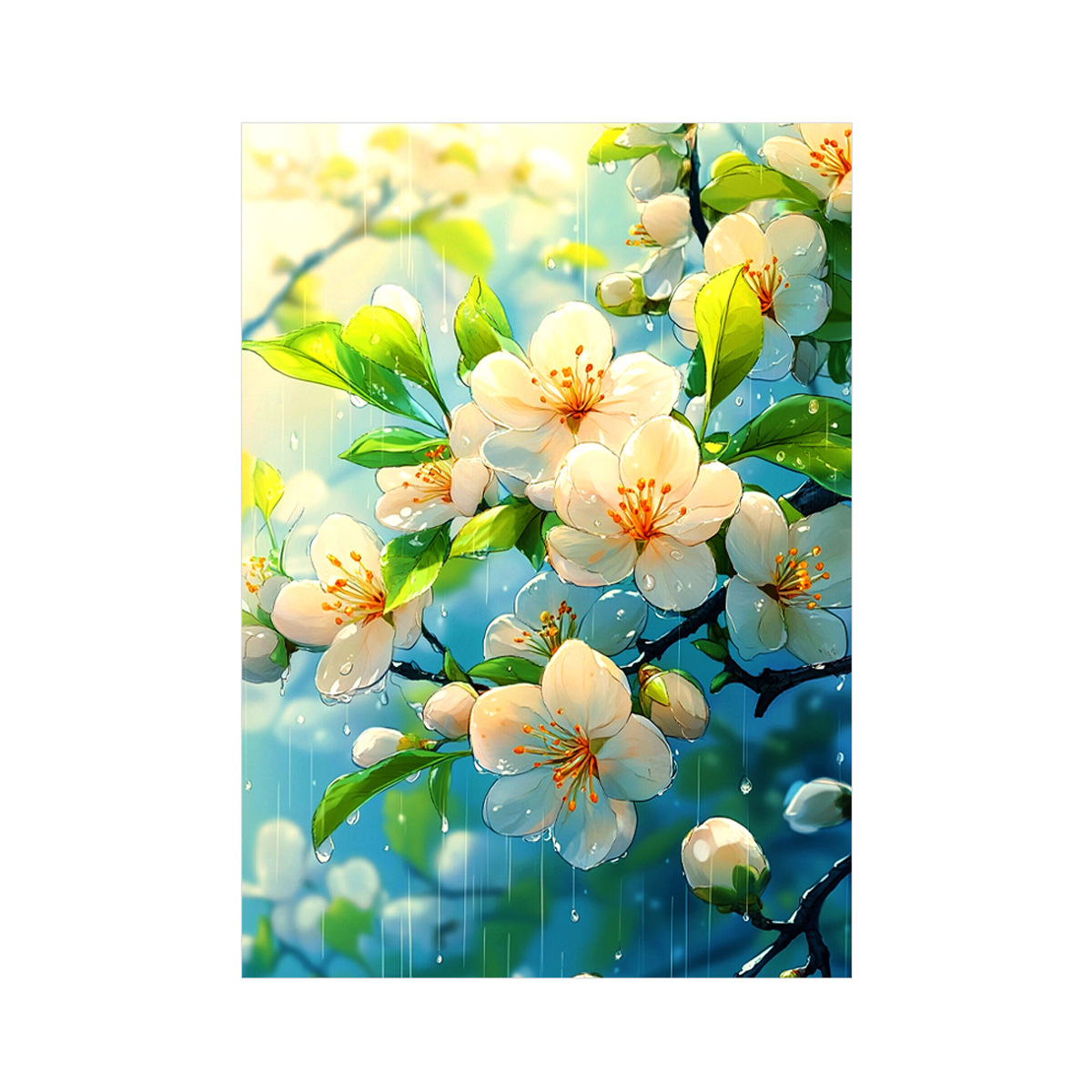 [Algodón importado] Mona Lisa Real Crosspoint Albaricoque Rain Pear Flower Nueva serie de flores modernas de bordado cruzado image 5