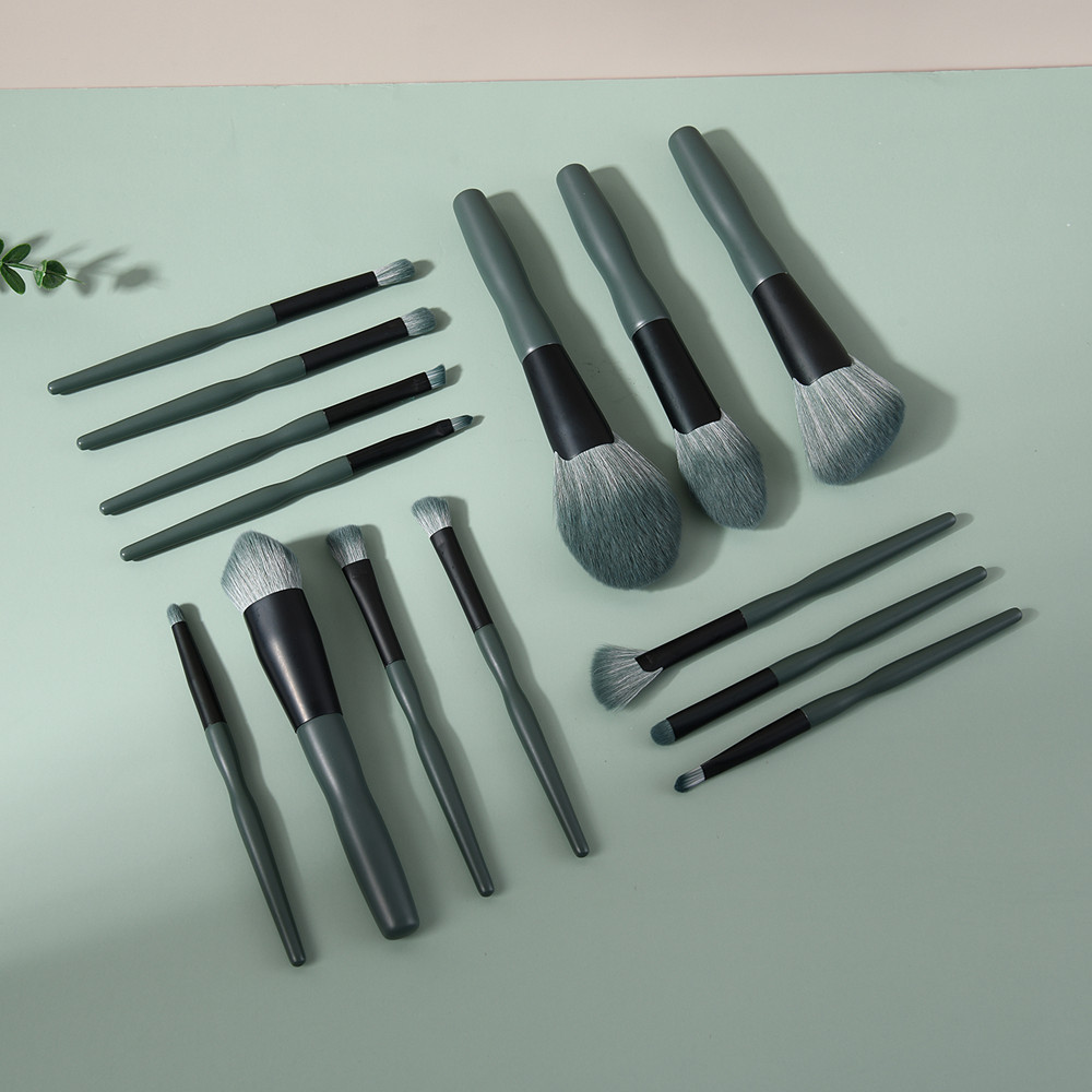 14 Unids plátano verde traje de pincel de maquillaje cepillo de polvo suelto cepillo de La Fundación cepillo de sombra de ojos herramientas de belleza conjunto completo en stock al por mayor