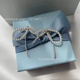 HEFANG何方气泡蝴蝶结耳环 高级轻奢珍珠耳钉女生日礼物