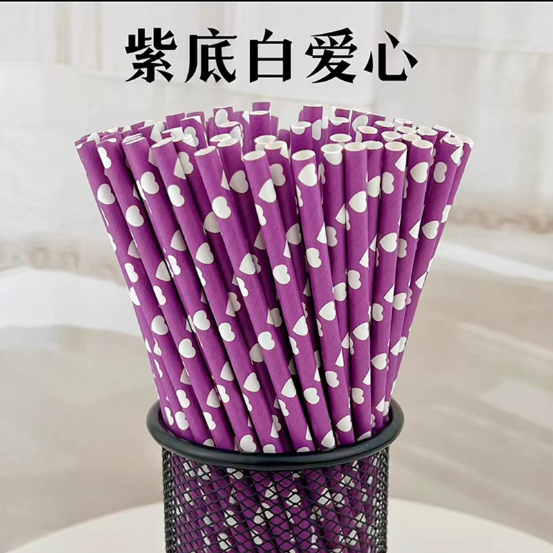 Gran cantidad en stock paja de papel desechable al por mayor paja de papel degradable paja de la serie púrpura