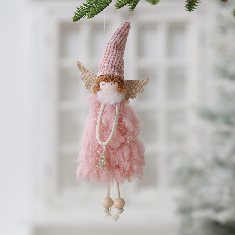 Nuevos productos transfronterizos de navidad Angel Girl Doll Colgante muñeca de peluche de alta calidad Decoración del árbol de Navidad Colgante