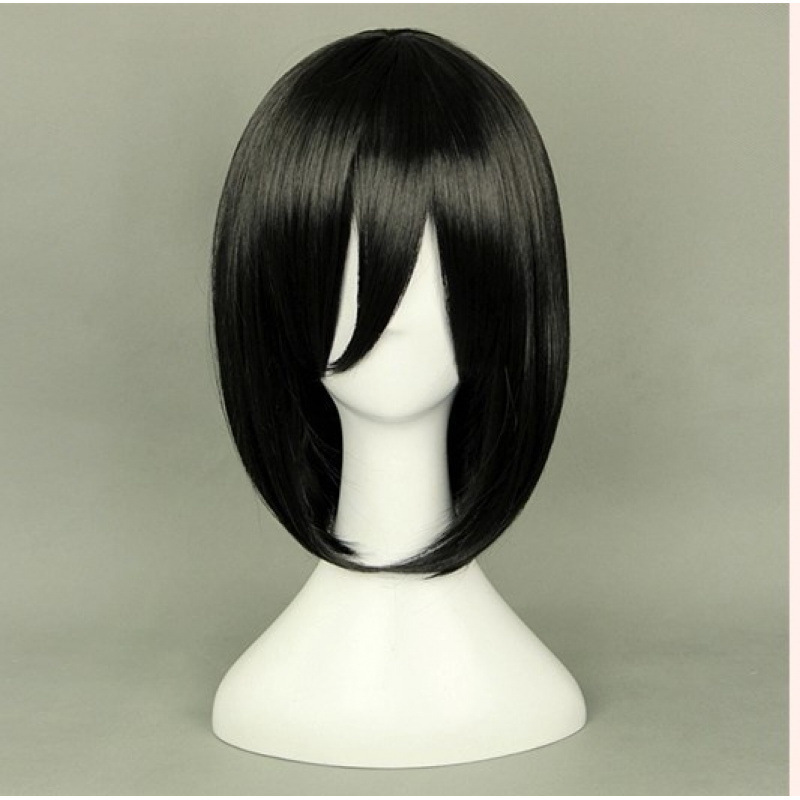 Black Face-Shaping Universal Attack on Titan Mikasa Cosplay Wig Universal Anime Cosplay Wig Cross-Border Supply