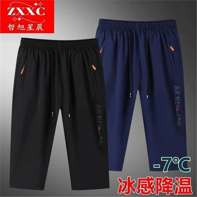 Summer silk thin elastic quick dry trousers for leisure, plus size