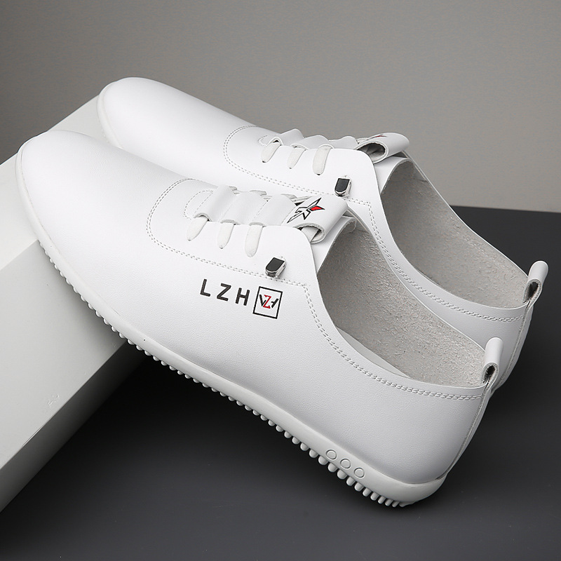 New Men's Breathable Korean Casual Shoes With Soft Sole And Soft Surface, Versatile Anti Slip White Shoes_vogvips.com
