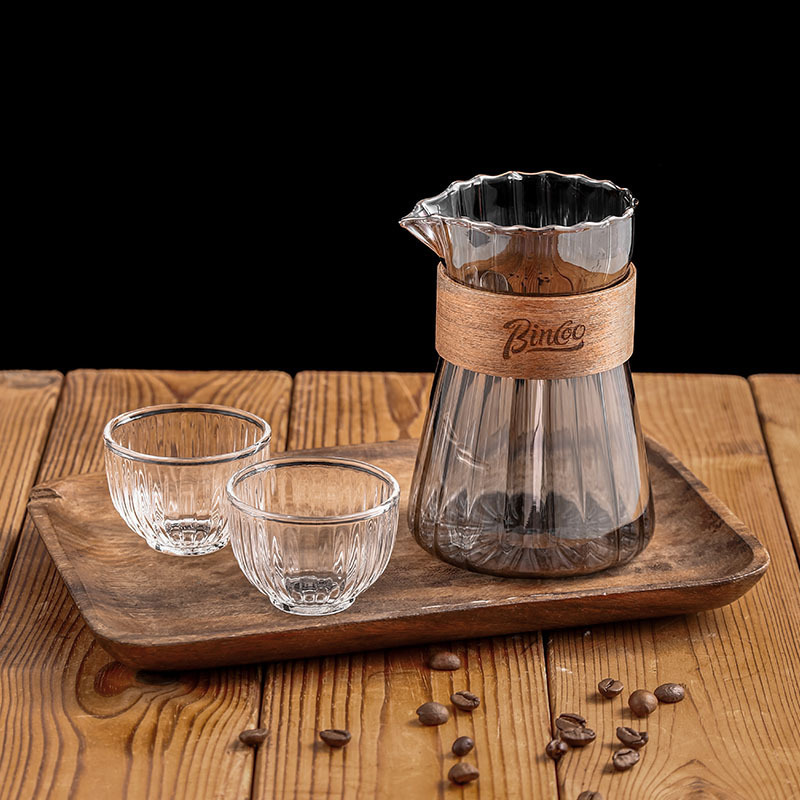 Bincoo Striped Coffee Sharing Pot Hand-Brewed Coffee Pot Set Hanging Ear Cloud Pot Japanese Coffee Cup Cold Brew Pot