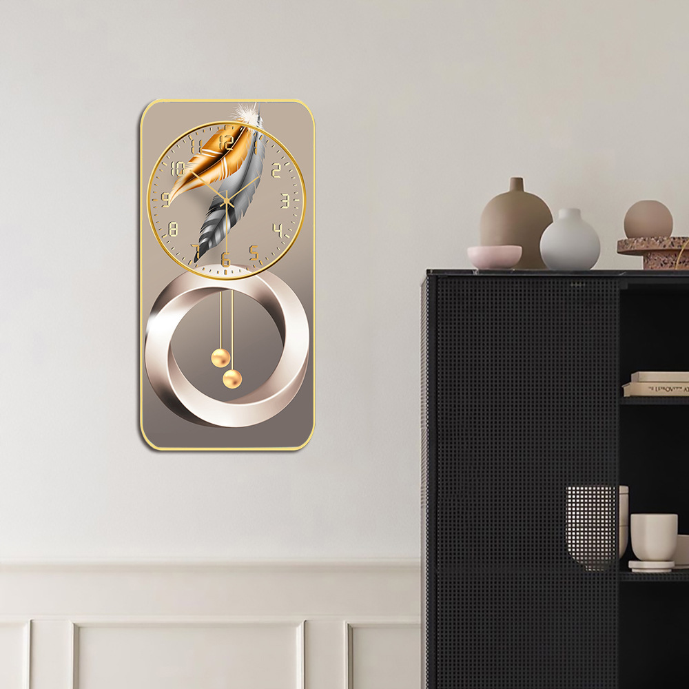 Restaurante de lujo ligero pintura decorativa con reloj mesa de comedor moderna pintura colgante comedor mural cocina de alta gama combinación de reloj creativo