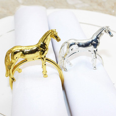 爆款西餐厅金属餐巾扣立体马儿餐巾环动物餐巾圈金色银色厂家批发