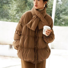 韩版云朵羽绒服女冬季新款时尚洋气高级感小众设计感宽松咖色外套
