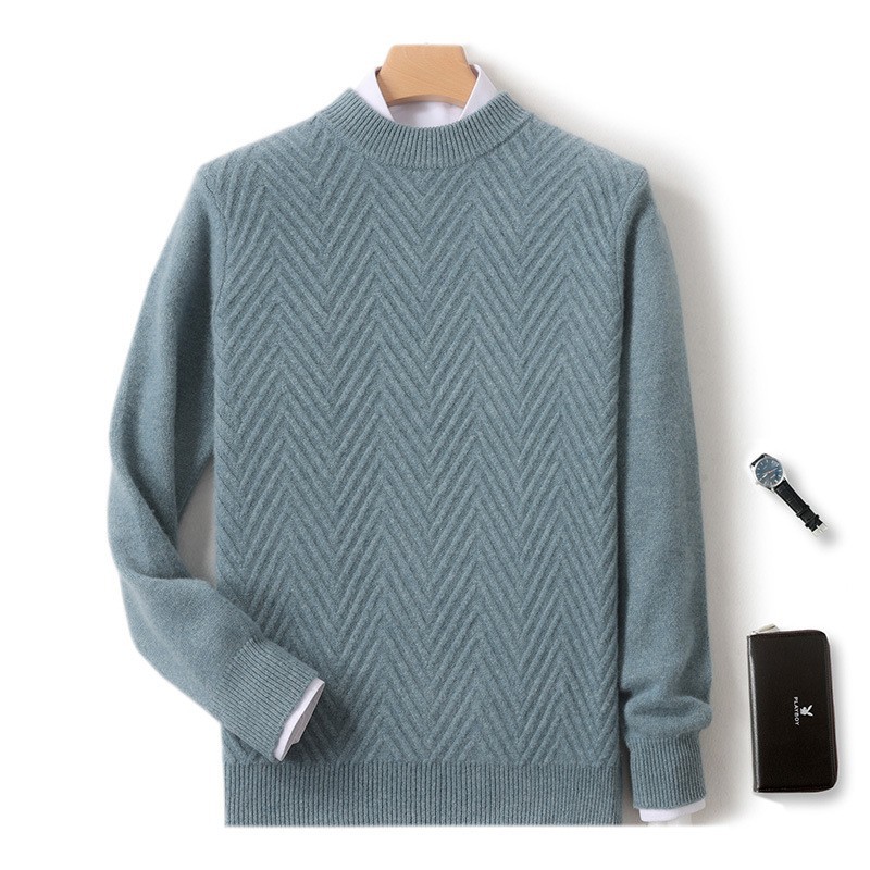 Men's woolen demi-season knitted sweater for leisure