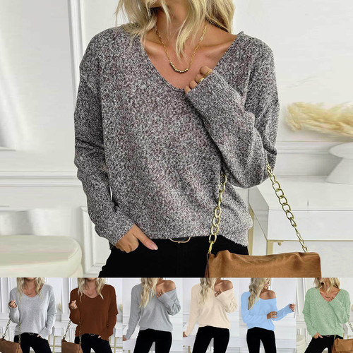 Classic V-neck turtleneck sweater, simple style, multi-color patterned knit sweater, best-selling sweater