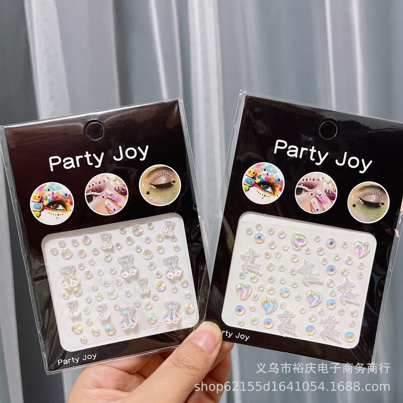New European and American holiday face stickers resin Diamond acrylic diy eye stickers eyebrow stickers Pearl tearful eye stickers cross-border
