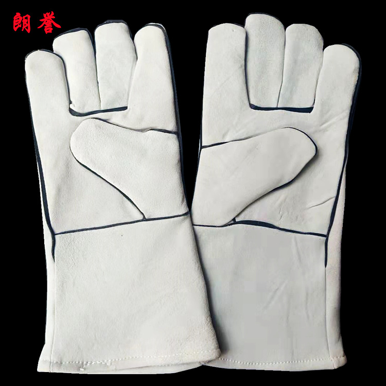 厂家供应批发电焊手套羊皮挂里焊工手套加长加厚阻燃隔热劳保手套